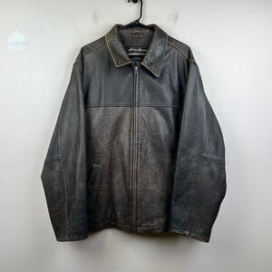 Vintage Eddie Bauer Brown Leather jacket Size XL